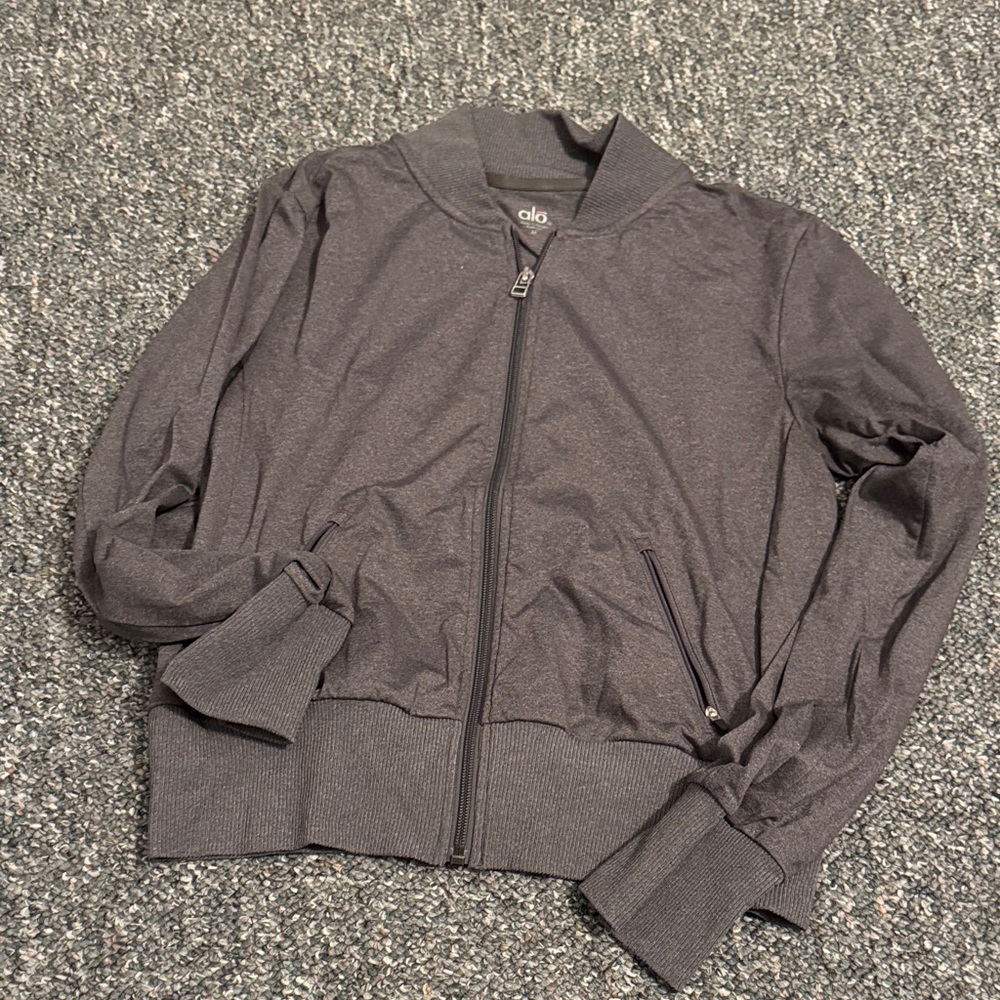 ALO Yoga Black Zip-Up Sweatshirt